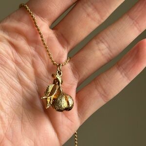 Gold  Almond Nut Pendant Necklace